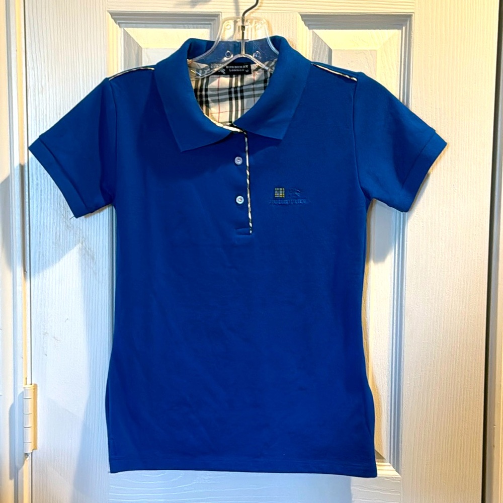 NWT-Burberry Short Sleeve Blue Polo-youth, size M